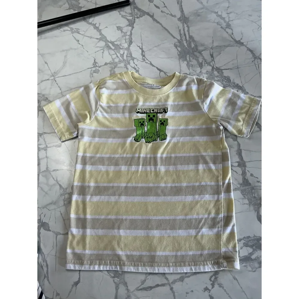 Boys Striped T Shirt Lot of 4 Size 6-8 Minecraft Spider-Man Hot Wheels Old Navy